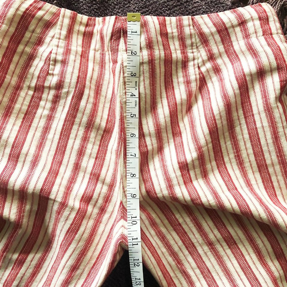 Express, Linen and Cotton, Red and Cream Striped Wide Leg Pant, Size 3/4 - Picture 8 of 11